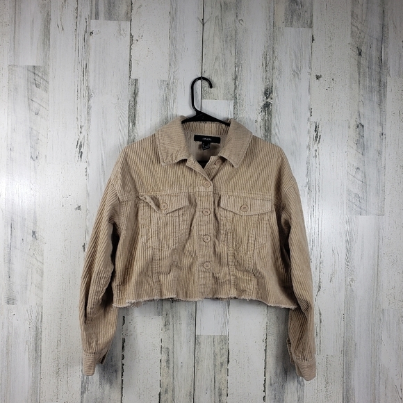Forever 21 Corduroy tan raw hem cropped jacket women's size small - Picture 1 of 8